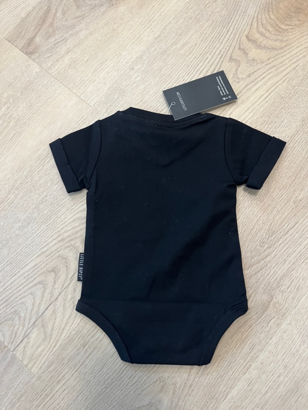 Little Bipsy Black Short-Sleeve V-Neck Baby Onesie - Picture 2 of 2
